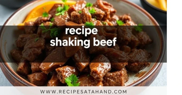 "Delicious shaking beef stir-fry with tender beef cubes, onions, and bell peppers in a sizzling pan."