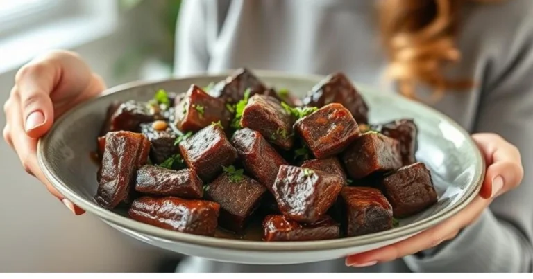 Delicious boneless beef short ribs served with vegetables and sauce, showcasing a savory recipe